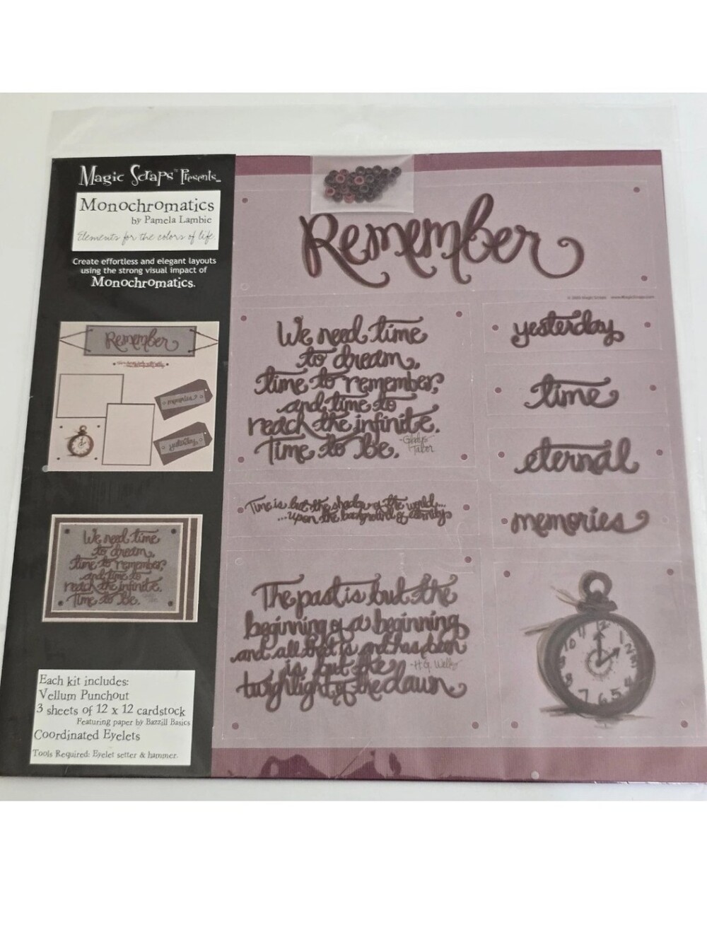 new MAGIC SCRAPS Monochromatics Remember Themed Scrapbook Junk Journal Combo Kit